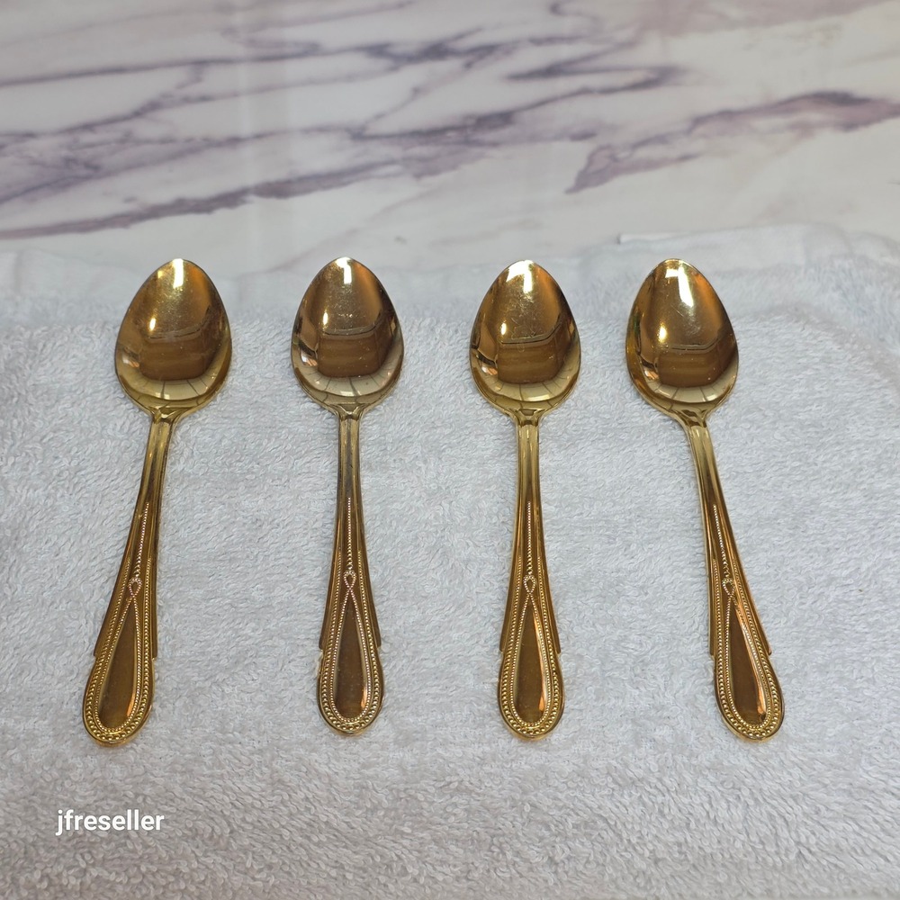 VTG Nostalgia Gold Plated Demitasse Spoons Set of 4 Stainless Steel Japan 4.75in